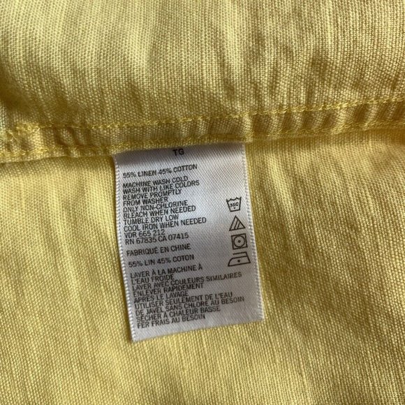 Nautica Linen Blend Shirt‎ Mens XL Button Up Short Sleeve Pocket Summer Yellow - Picture 8 of 12